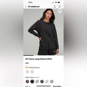 Lululemon Long Sleeve T-shirt 20